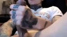 Latin tattoo biggest cock cumshot