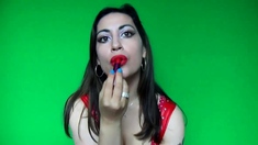 Red lipstick makeup fetish
