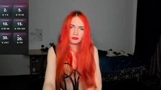 Amateur redhead masturbates then gives a blowjob