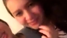 Girls kiss in webcam