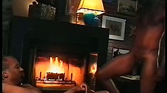 Hung as hell black guys give each other some love by the fire