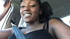 Ebony hottie with a fabulous booty finds pleasure in a big white cock